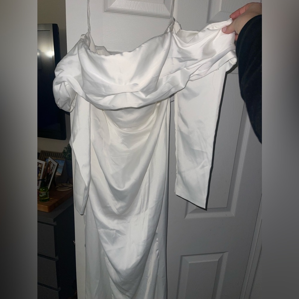 BRAND NEW BRIDAL | BRIDAL White Long Sleeve Bardot Split Maxi Dress 🤍👰🏼♀️